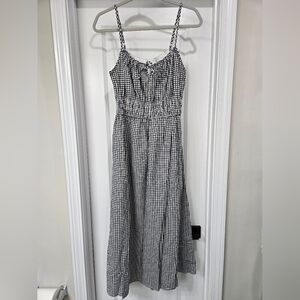 Japna Navy and White Gingham Midi Dress